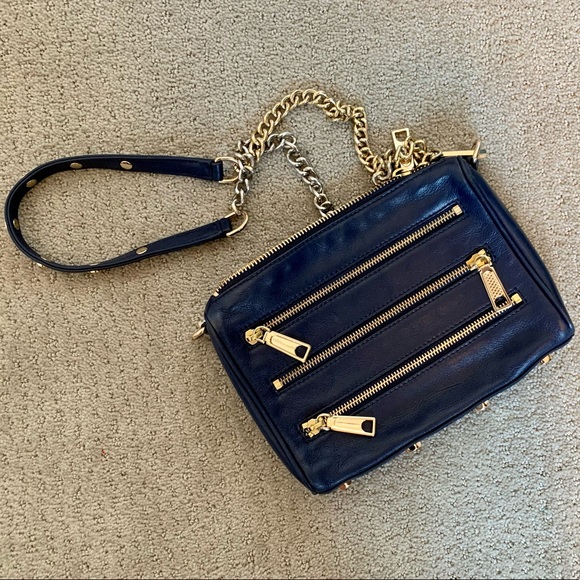 Rebecca Minkoff 3 Zip Navy Leather Crossbody - Picture 3 of 13